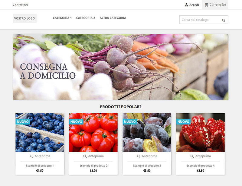 Aprire un E-commerce frutta e verdura - Permetti ai tuoi clienti di fare il proprio ordine di frutta e verdura on-line o dal proprio smarphone grazie al tuo e-commerce di frutta e verdura. 