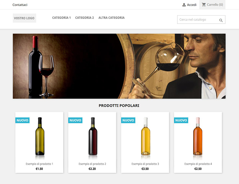 Aprire un E-commerce vendita vino - Con la nostra soluzione e-commerce HP3 hai un professionista al tuo servizio che ti assiste per creare il tuo e-commerce di vino.