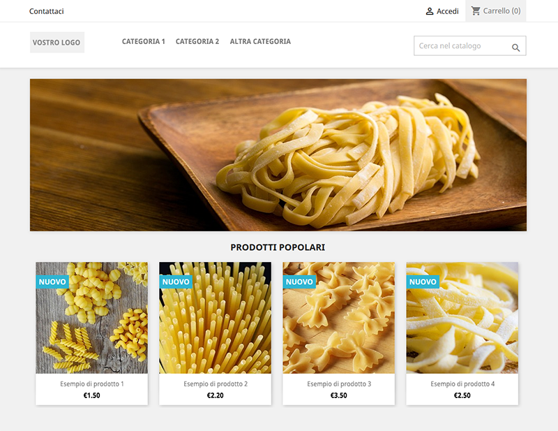 Aprire un E-commerce di vendita pasta - Grazie al nostro e-commerce di pasta potrete facilmente promuovere e vendere la vostra pasta fresca assistiti dal vostro tutor.